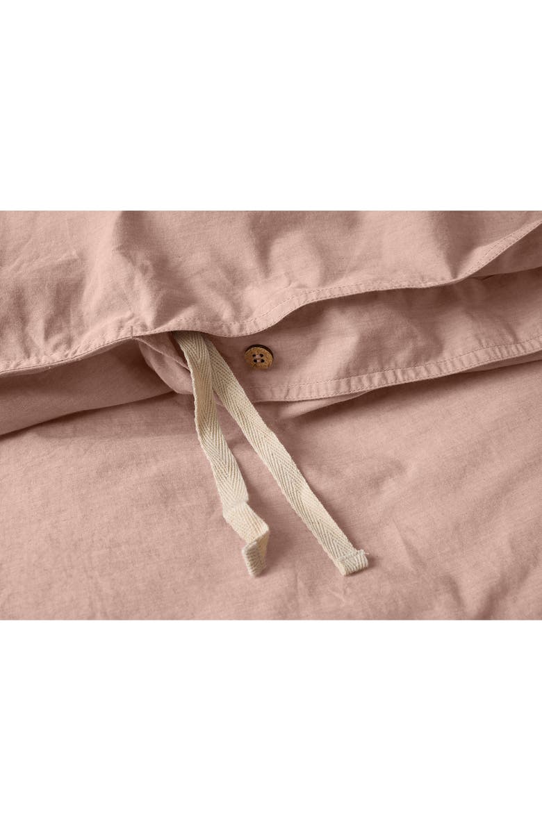 Coyuchi Crinkled Organic Cotton Percale Duvet Cover, Alternate, color, Praline Chambray