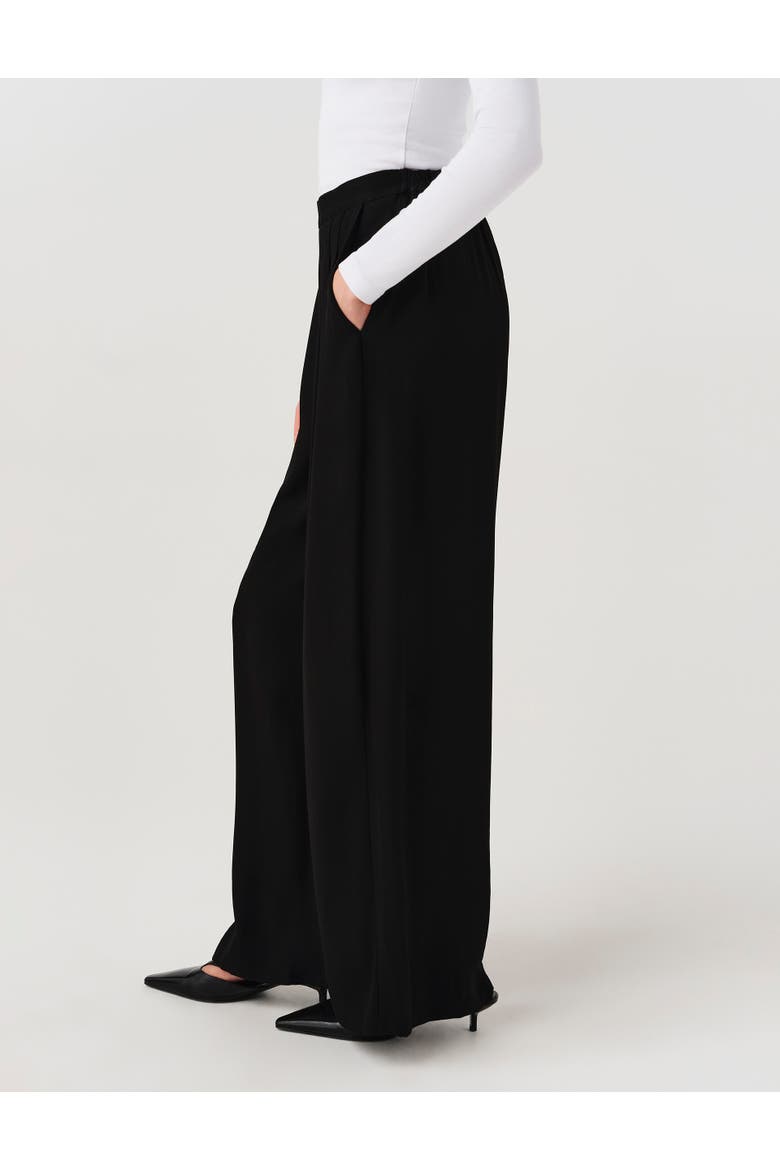 Andie Pleated Wide Leg Crepe Trouser, Alternate, color, Black