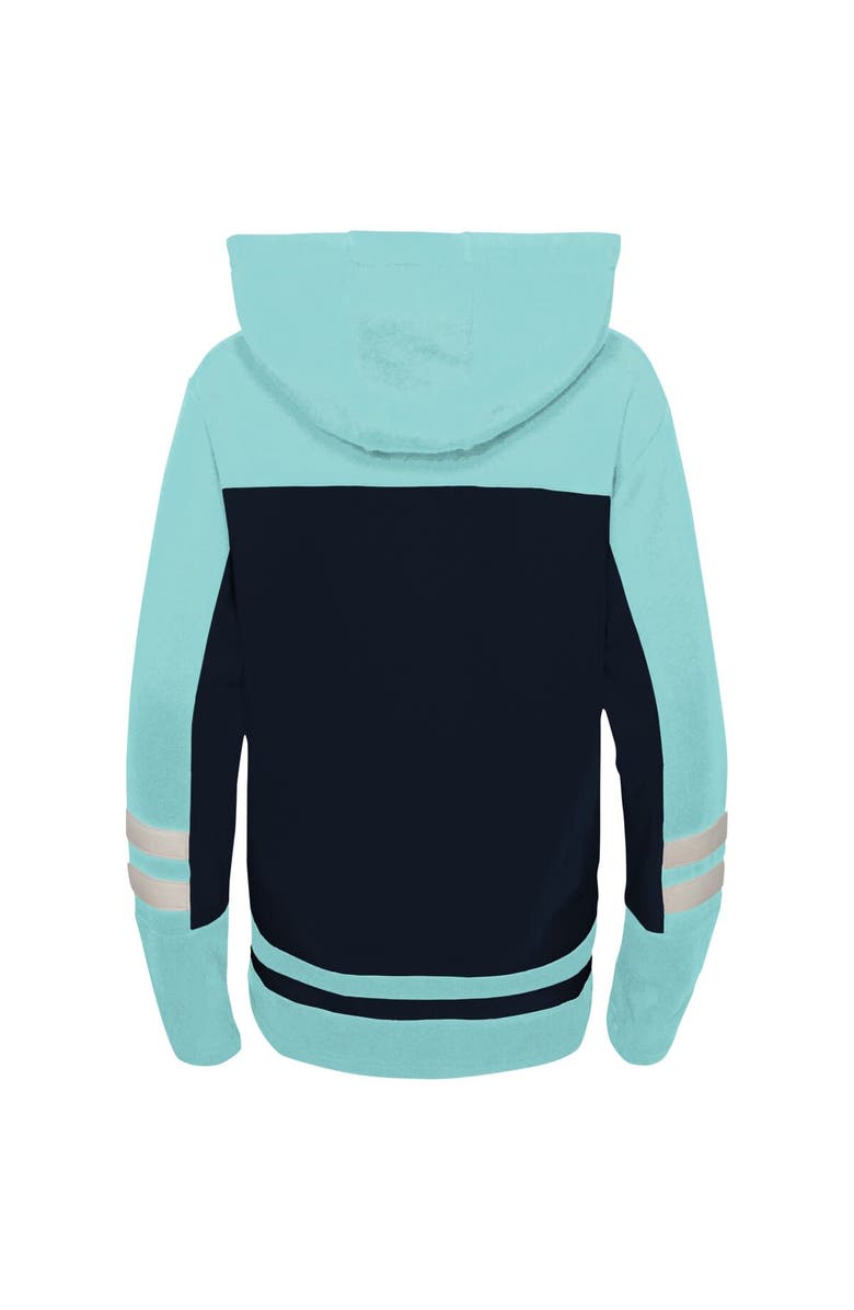 Outerstuff Preschool Navy Seattle Kraken Ageless Revisited Lace-Up V-Neck Pullover Hoodie, Alternate, color,