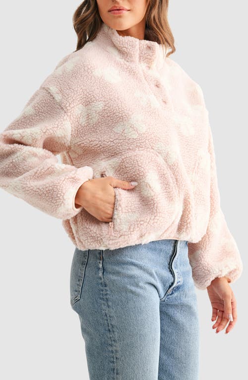 Lush Bow High Pile Fleece Pullover In Pink