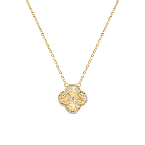 Electric Picks Icon Clover Necklace, Studs And Ring In Gold
