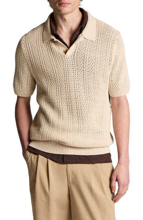 Seed Stitch Polo Sweater