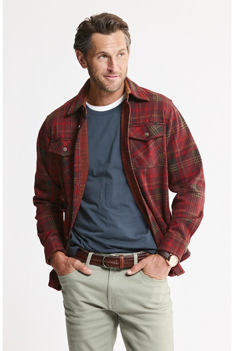 Knit Flannel Button-Up Shirt, Alternate, color, RED