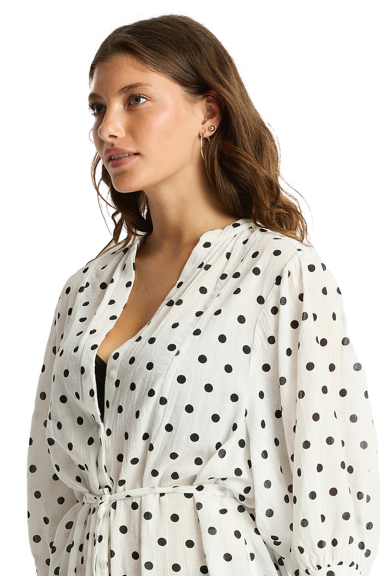 Dottie Long Sleeve Cover-Up Dress, Alternate, color, COCONUT