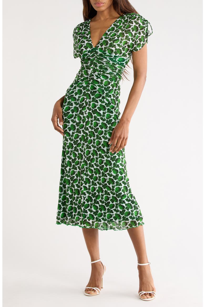 Plunge Neck Maxi Dress, Main, color, BERRIES INDIAN GREEN