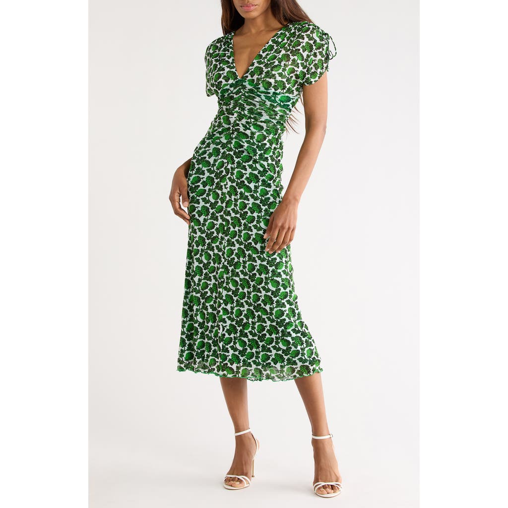 Diane von Furstenberg Charlotte Plunge Neck Maxi Dress in Berries Indian Green at Nordstrom Rack, Size X-Small