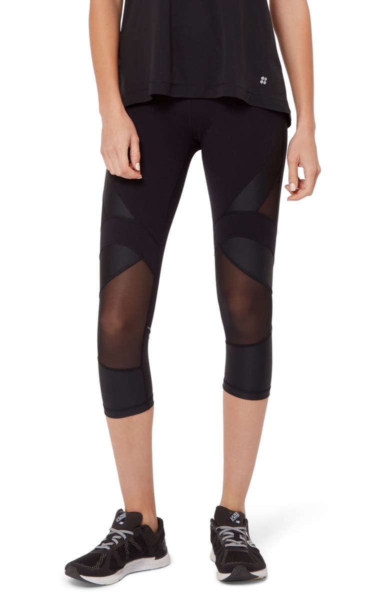 Sweaty Betty Power Wetlook Mesh 7/8 Workout Leggings, Main, color, 