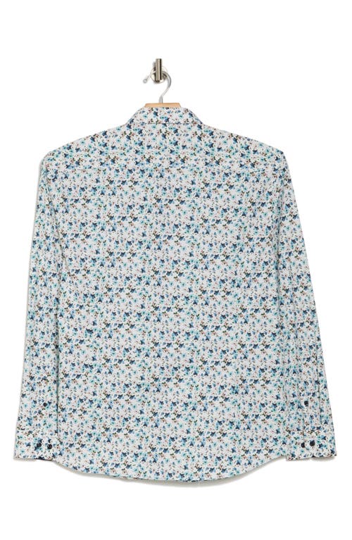 Soul Of London Stretch Cotton Button Up Shirt In Teal/sarcelle
