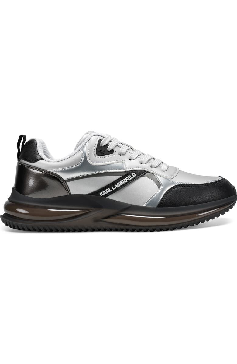 KARL LAGERFELD PARIS Nino Mixed Media Sneaker, Alternate, color, Silver