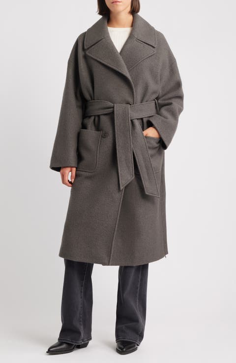 Double Breasted Boiled Wool Coat