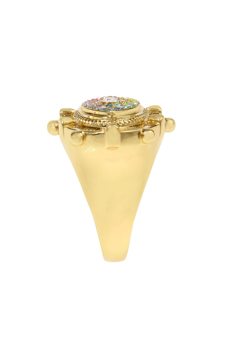 Kurt Geiger London Rainbow Crystal Evil Eye Cocktail Ring, Alternate, color, Gold Multi
