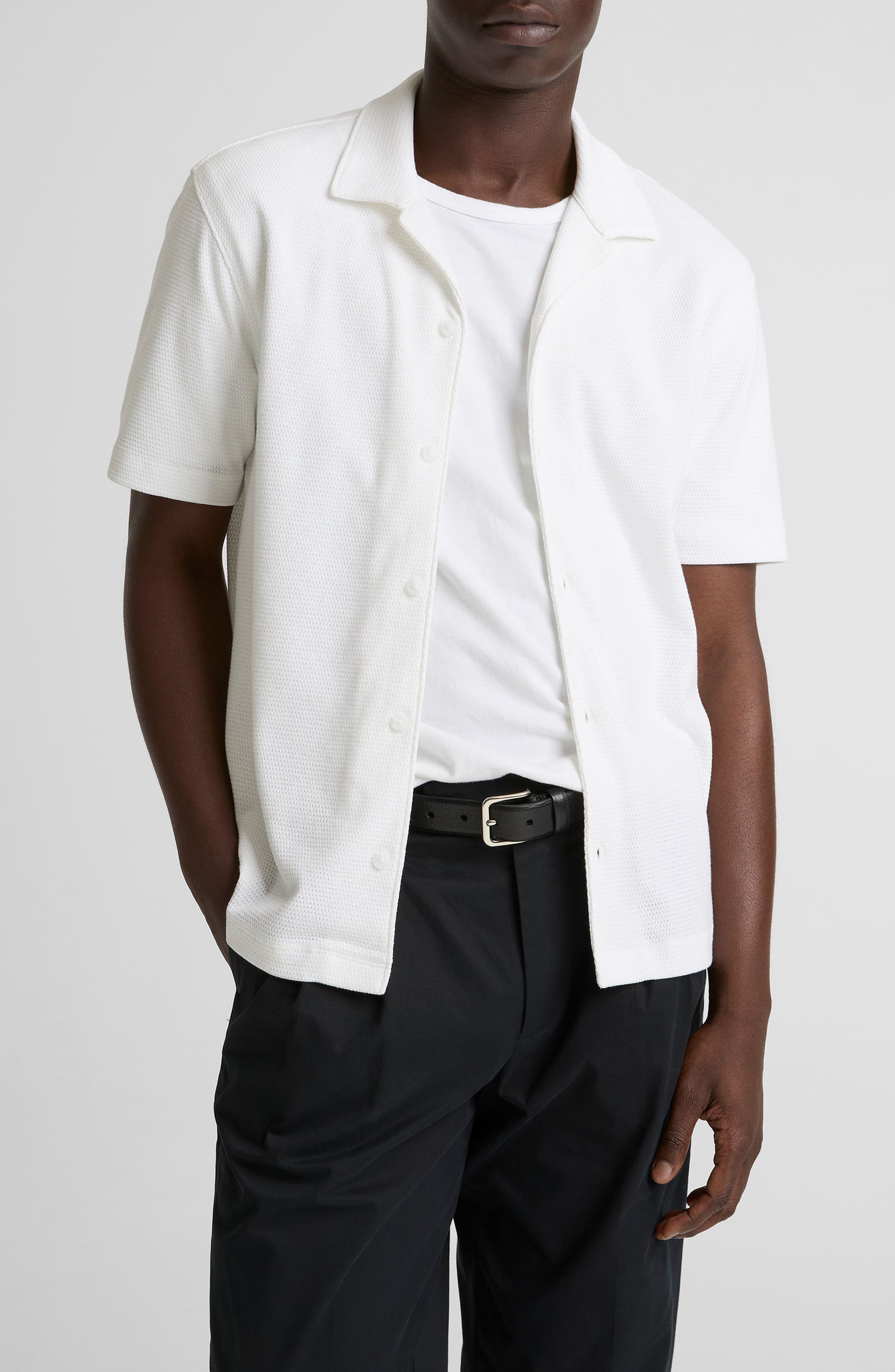 Mesh Knit Camp Shirt - image 3