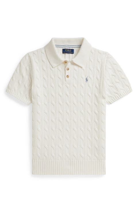 Kids' Cabled Cotton Polo Sweater (Big Kid)
