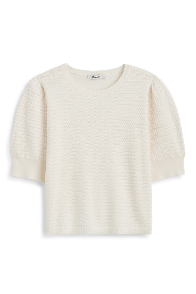 Puff Sleeve Merino Wool & Silk Sweater, Alternate, color, IVORY