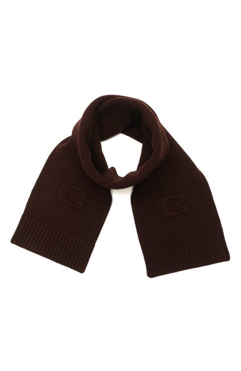 Embossed Logo Merino Wool Blend Scarf
