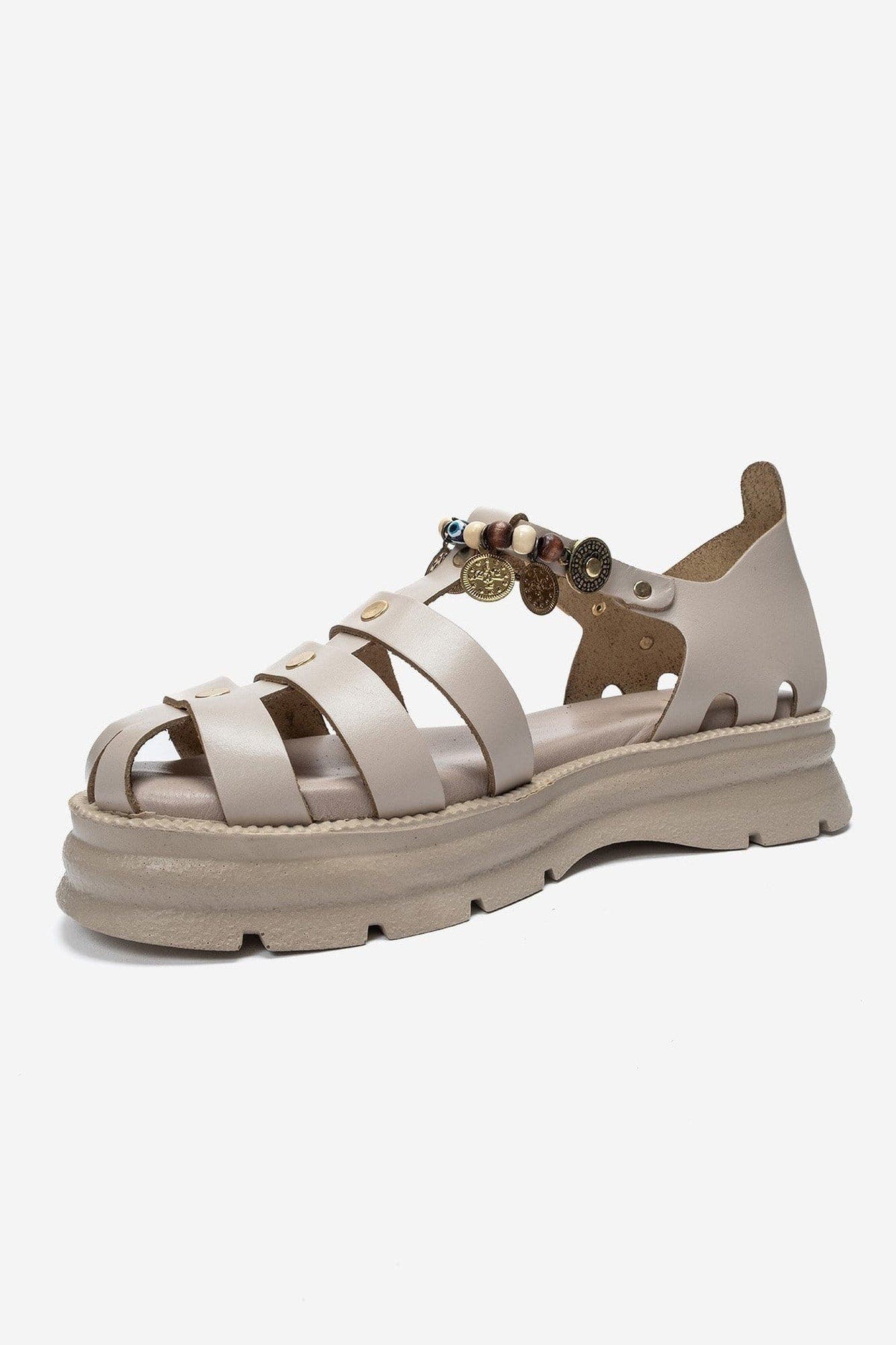 Solis Leather Beaded Sandal, Alternate, color, Cream