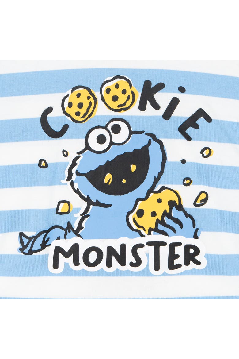 T-Shirt and French Terry Shorts Set, Alternate, color, Cookie Monster Stripe