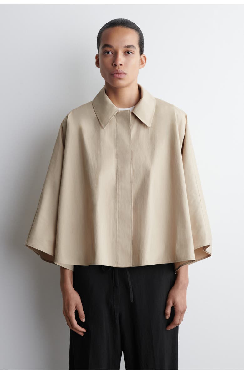 COS Cropped Trench Coat Cape, Main, color, Light Beige