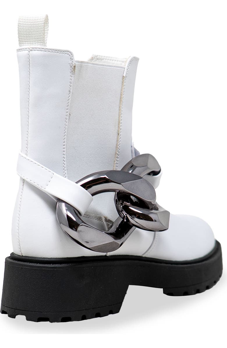 CHASE AND CHLOE Chunky Chain Strap Lug Boot, Alternate, color, White