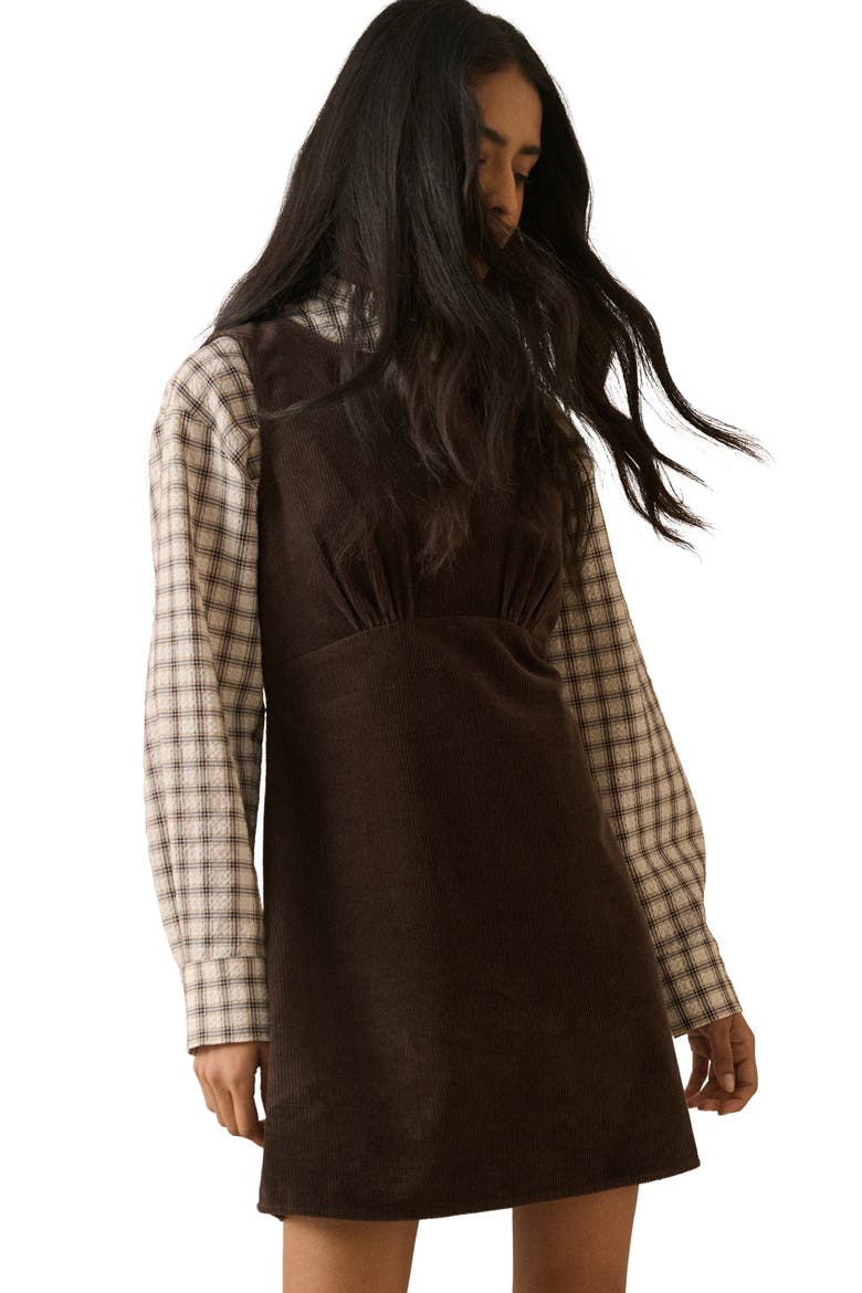 Vicky Cotton Corduroy Minidress, Alternate, color, BROWN