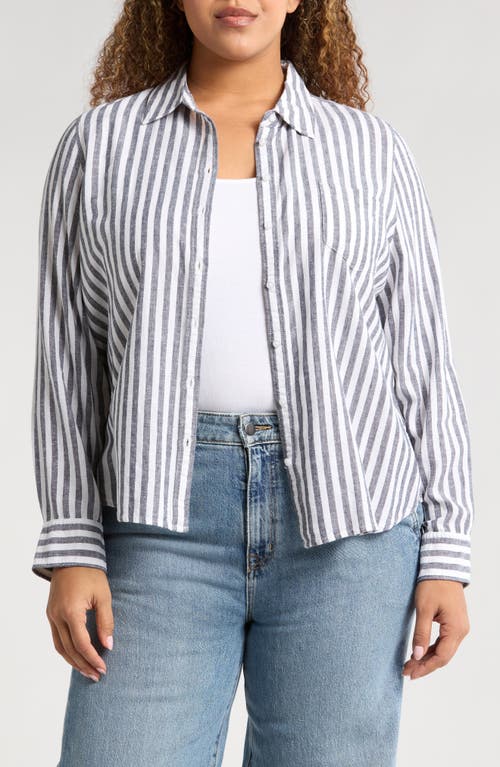 Caslonr Caslon(r) Stripe Linen Blend Button-up Shirt In Navy Blazer Katie Stripe