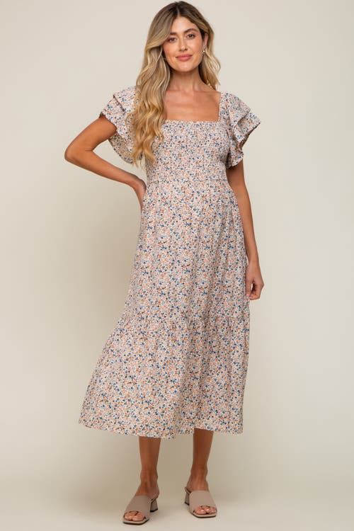 Pinkblush Floral Flutter Midi Dress In Multi