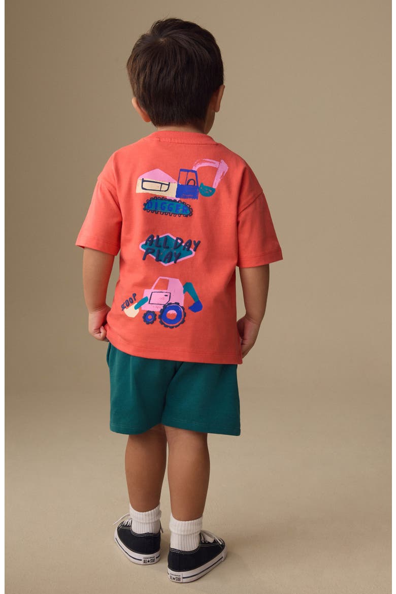 Kids' Dig All Day Graphic T-Shirt & Drawstring Shorts Set, Alternate, color, ORANGE