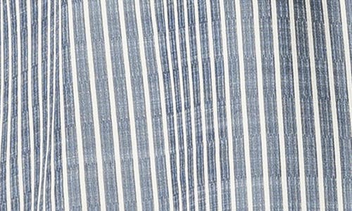 Max Studio Stripe Short Sleeve Maxi Shirtdress In Gray