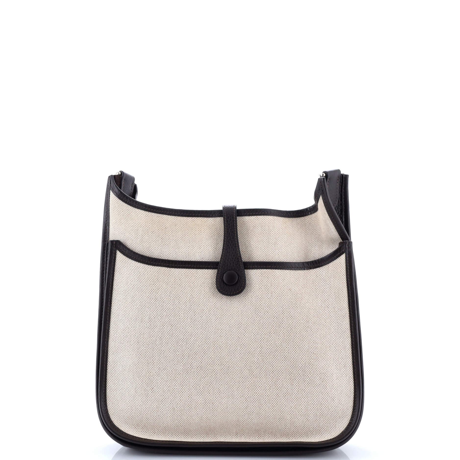 Pre-Owned Hermes Evelyne Bag Gen II Toile and Leather PM, Alternate, color, Ecru