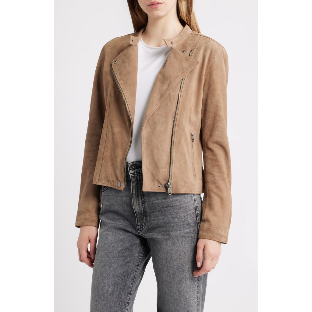 Frye Classic Biker Suede Jacket In Brown