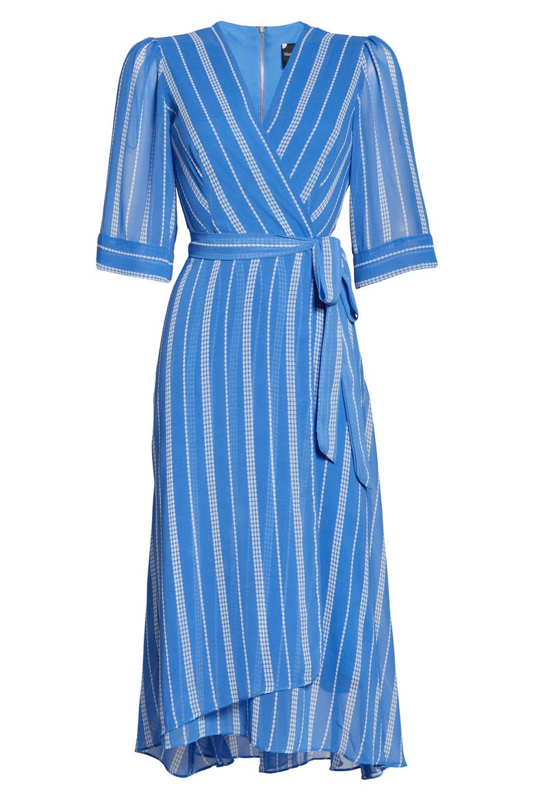 Stripe Wrap Front Georgette Dress, Alternate, color, PERIWINKLE/ CREAM