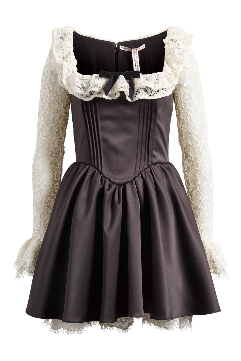 Long Sleeve Minidress, Alternate, color, IVORY BLACK