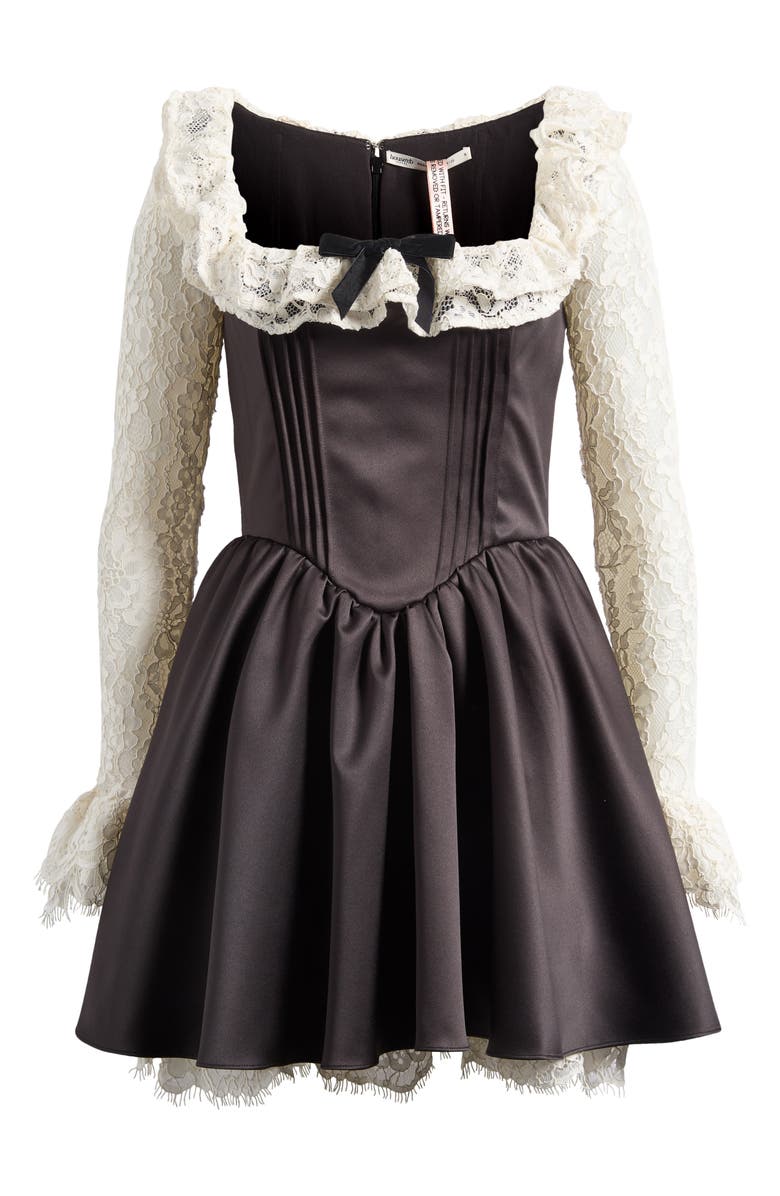 HOUSE OF CB Long Sleeve Minidress, Alternate, color, Ivory Black