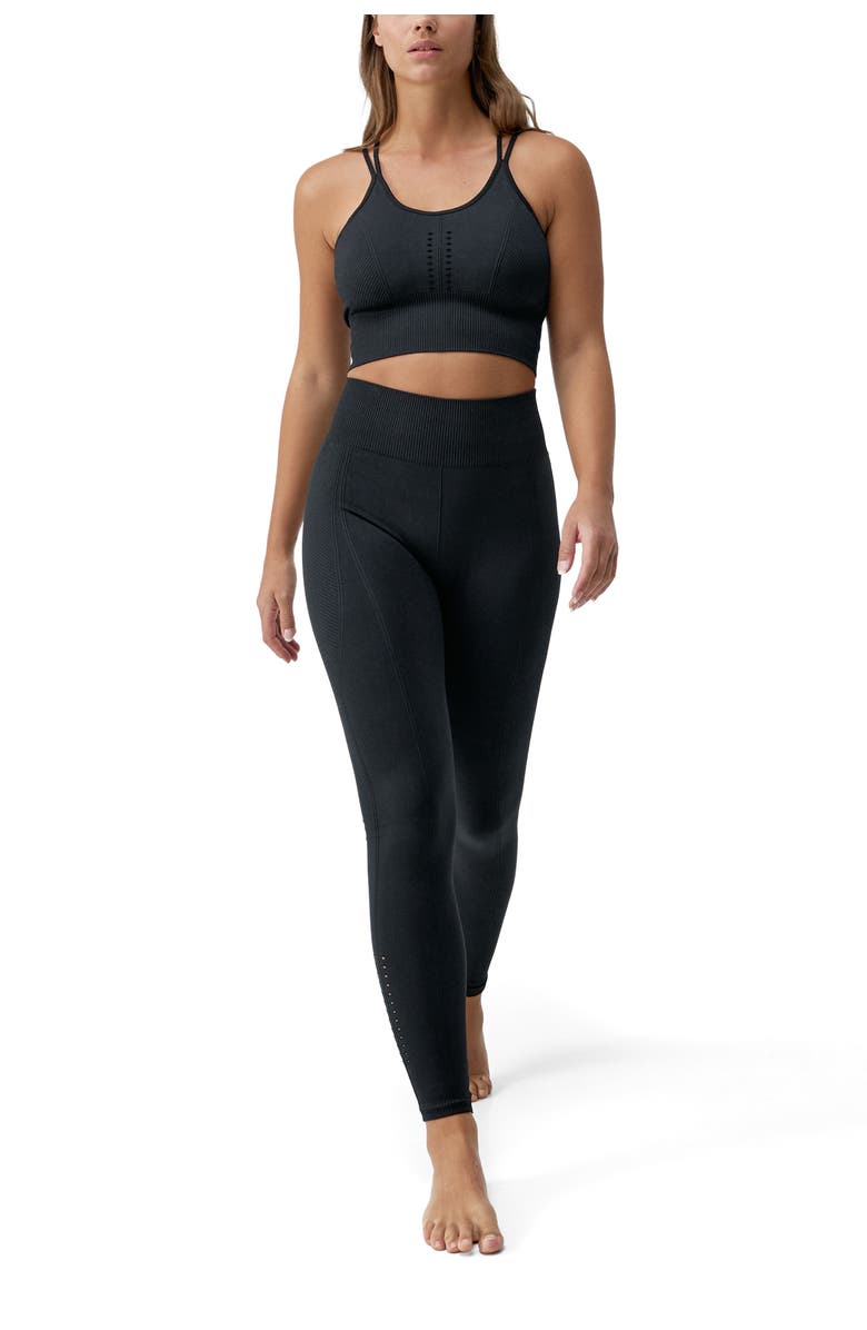 Born Living Yoga India Medium Support Seamless Sport Top, Alternate, color, Black