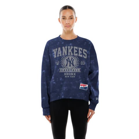 Women's New Era  Navy New York Yankees Throwback Oversized Boxy Sweatshirt