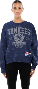 New Era Women's New Era Navy New York Yankees Throwback Oversized Boxy Sweatshirt