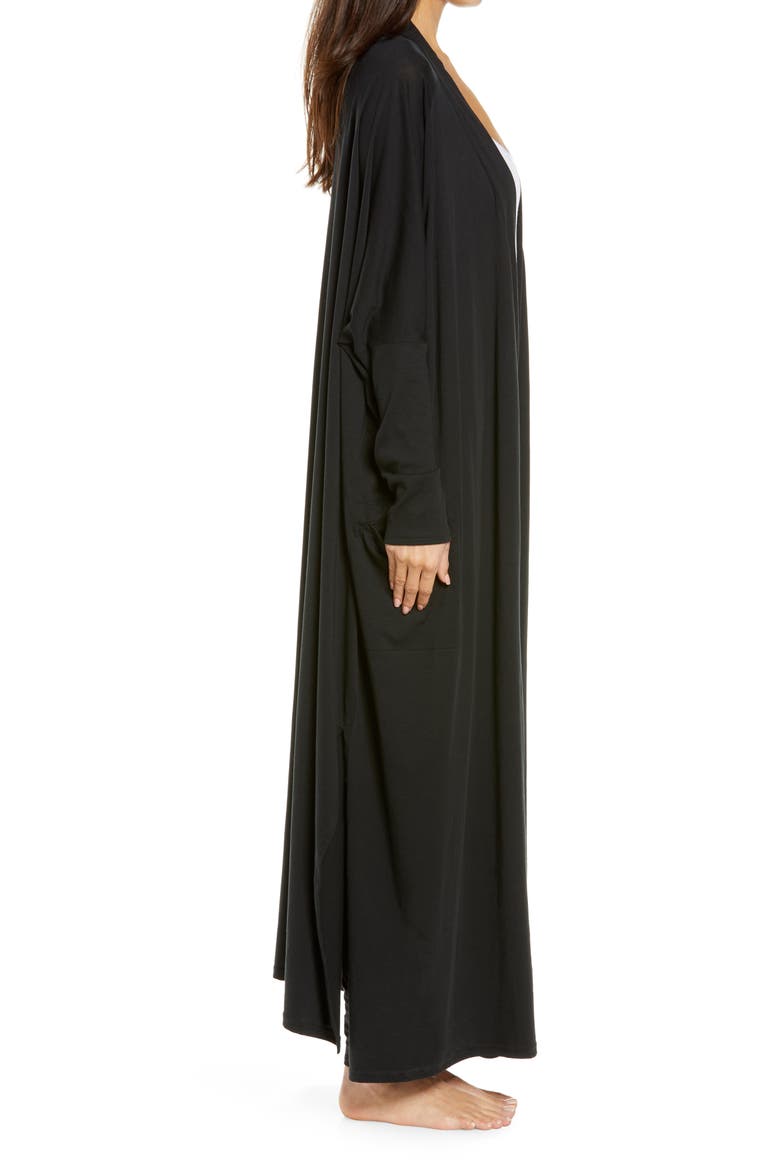 Organic Pima Cotton Long Cardigan, Alternate, color, IMMERSED BLACK