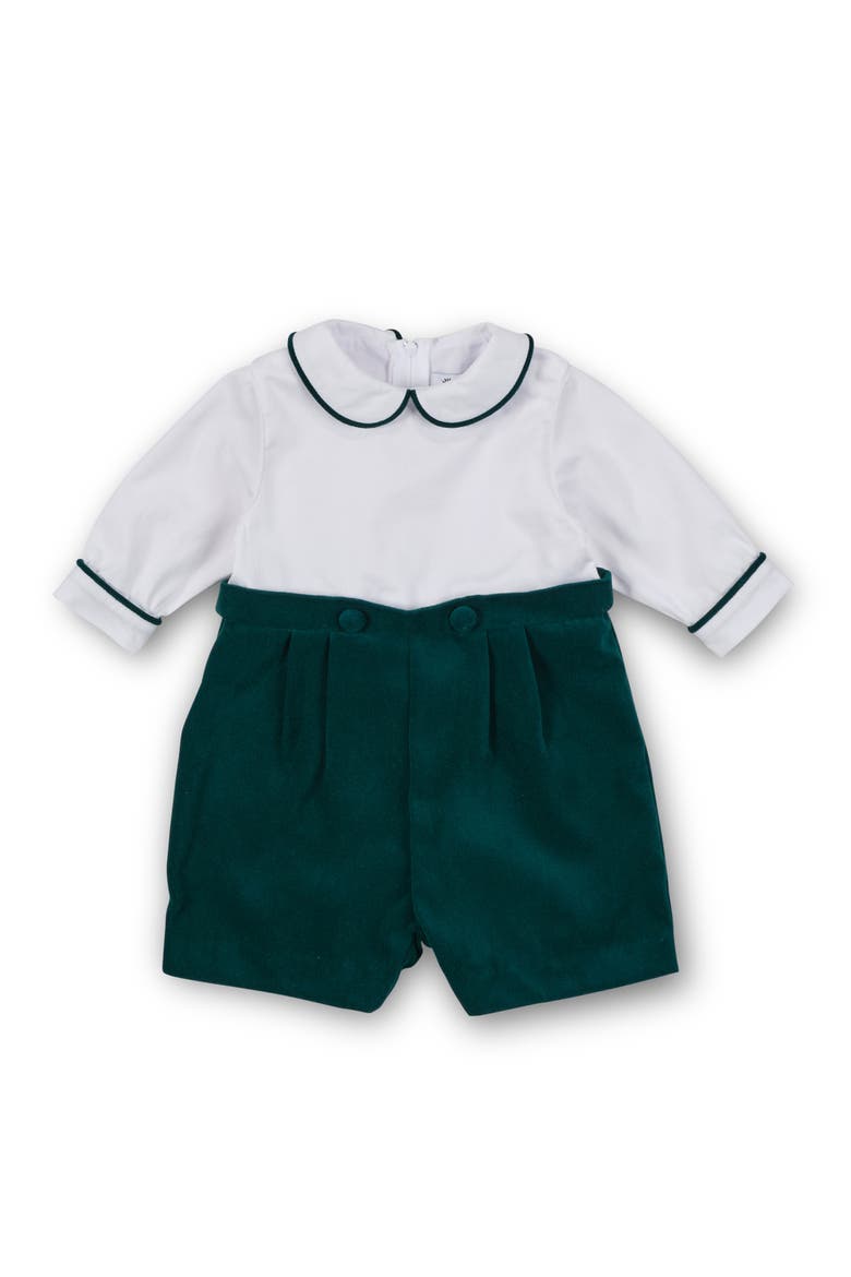 Pique And Velvet Short Sleeve All In One Shortall, Main, color, Green, White