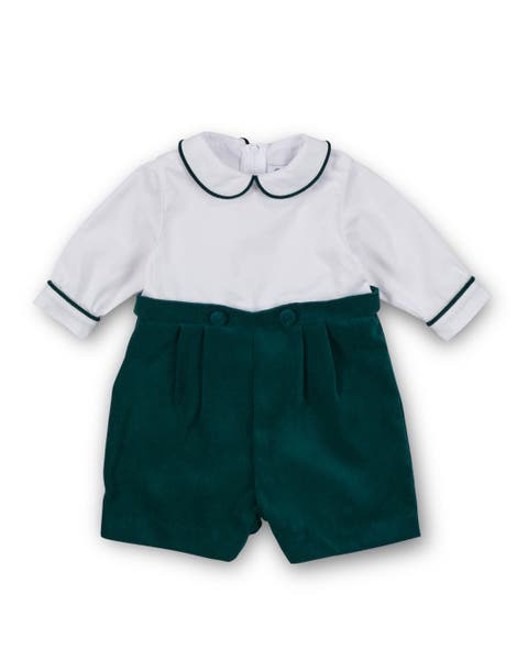 Pique And Velvet Short Sleeve All In One Shortall (Baby)