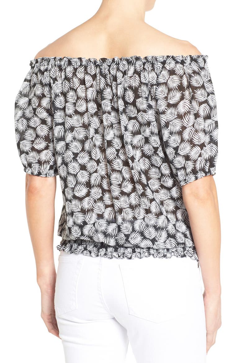 'Alicante' Print Off the Shoulder Top, Alternate, color, BLACK