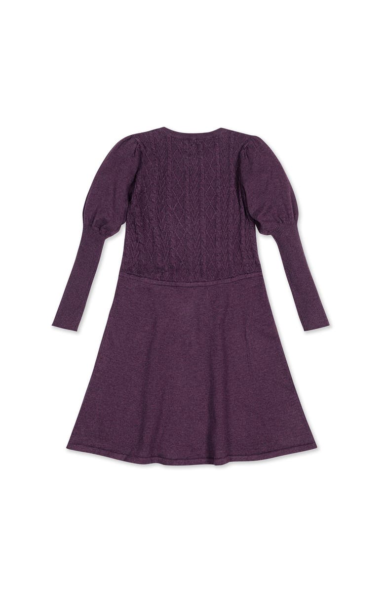 Hope & Henry Baby Girls' Organic Cable Bodice Sweater Dress, Infant, Alternate, color, Plum Heather Cable Bodice