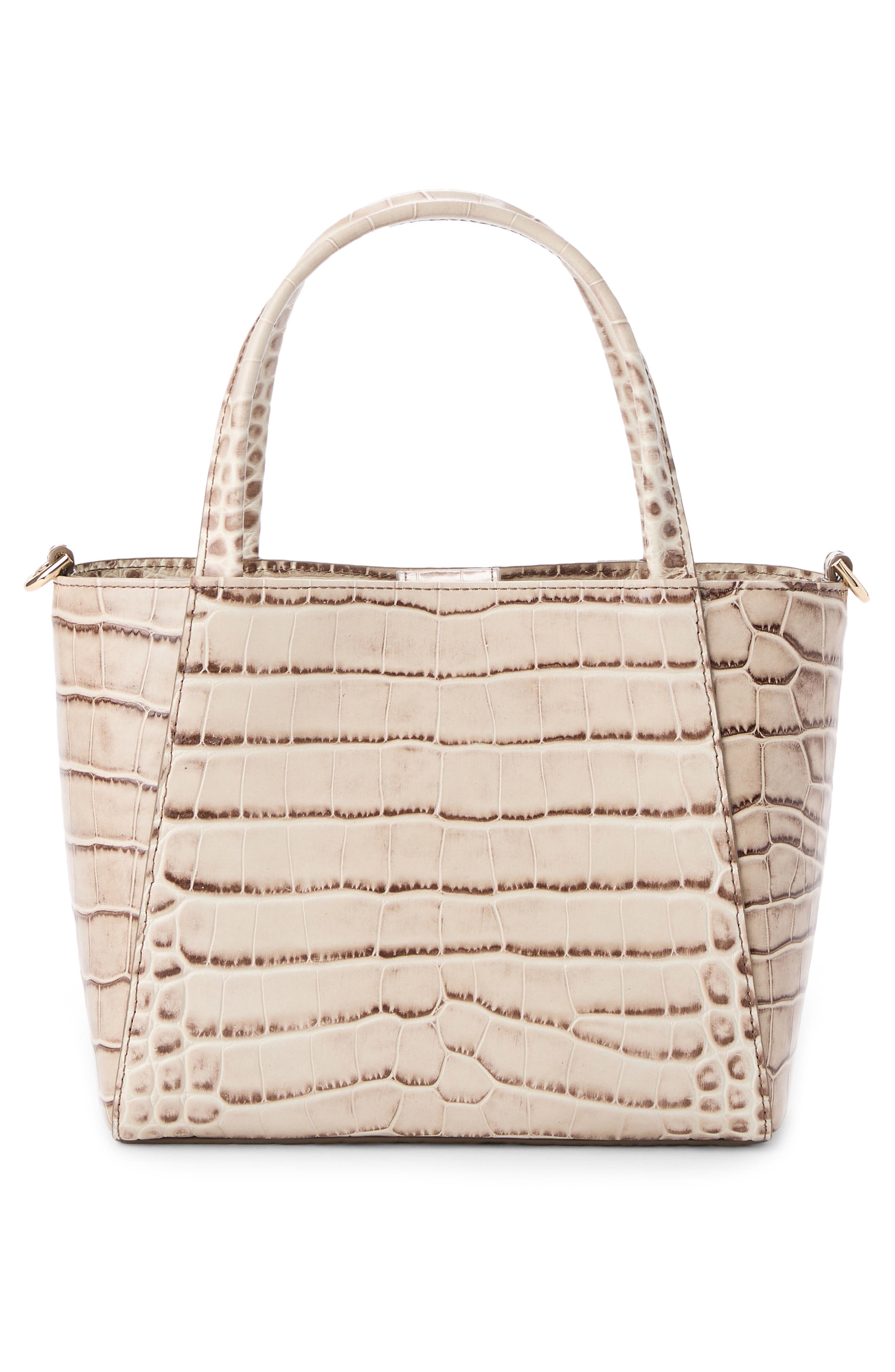Brahmin Small Mona Croc Embossed Leather Tote, Alternate, color, Warm Gray