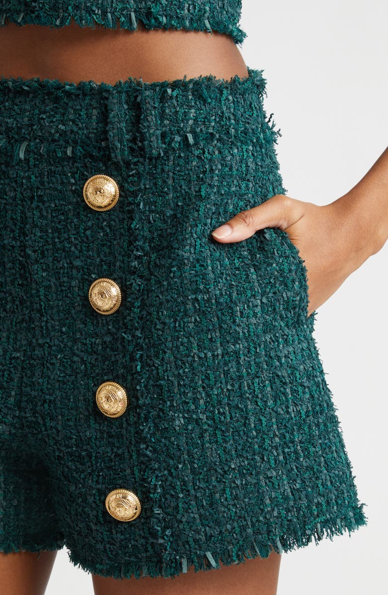 Balmain 8-Button Tweed Shorts, Alternate, color, 