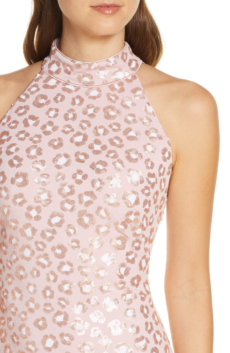 SHO by Tadashi Shoji Sequin Cheetah Print Midi Dress, Alternate, color,