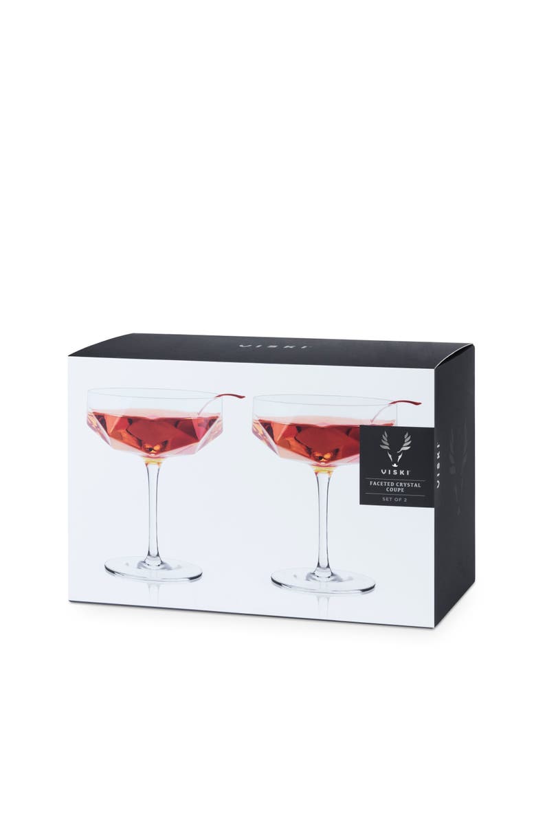 Viski Seneca Crystal Faceted Coupes Set of 2, Alternate, color, Clear