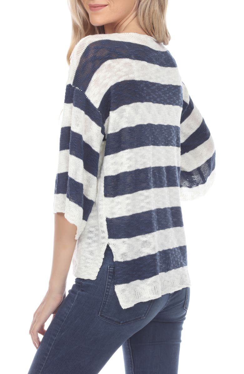 RAIN AND ROSE Stripe Knit Top, Alternate, color, Navy