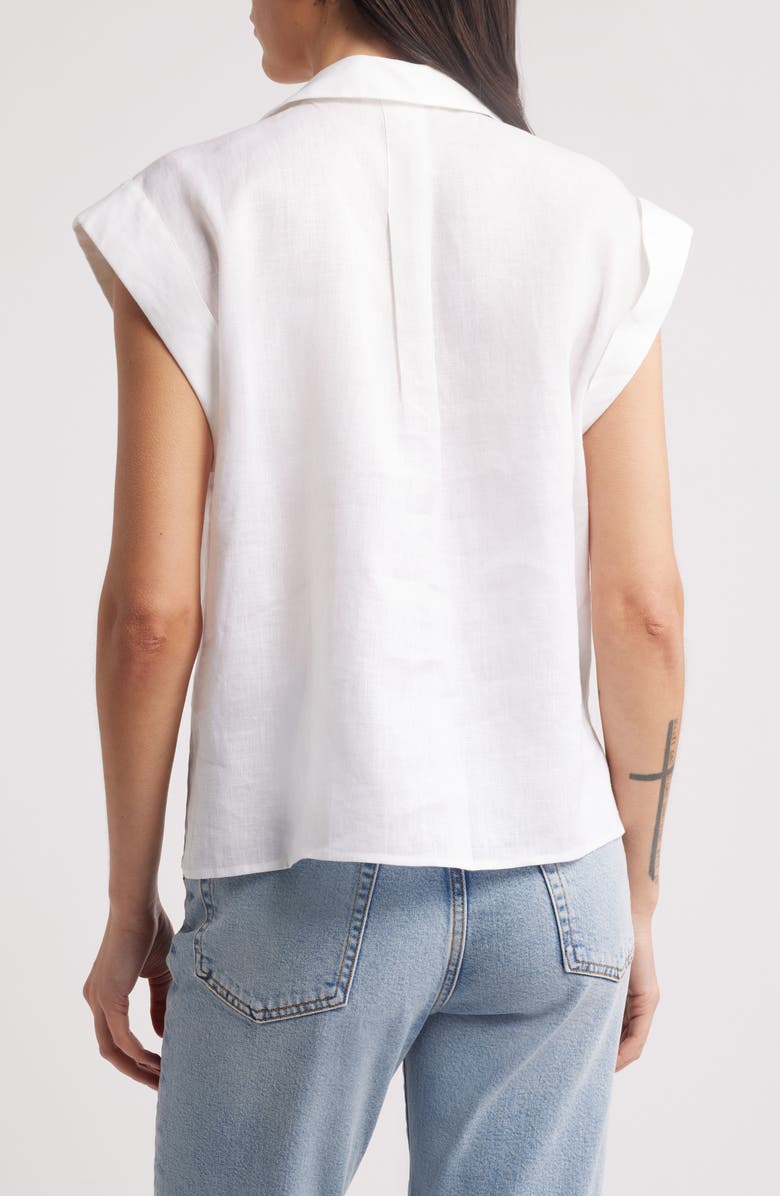 FRAME The Leisure Linen Short Sleeve Button-Up Shirt, Alternate, color, White