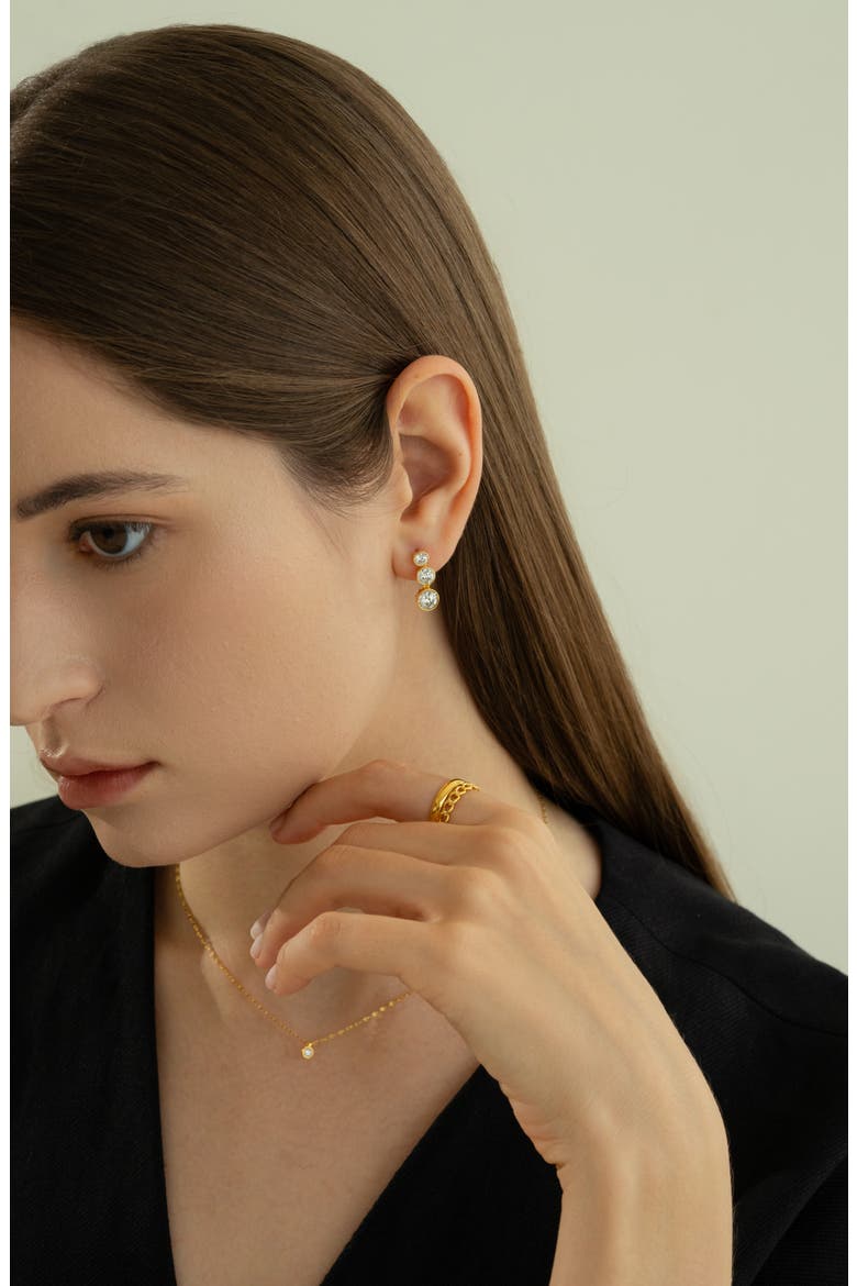 Sterling Silver 18k Gold Plated Gabriella Earrings Dainty Statement, Alternate, color, Gold