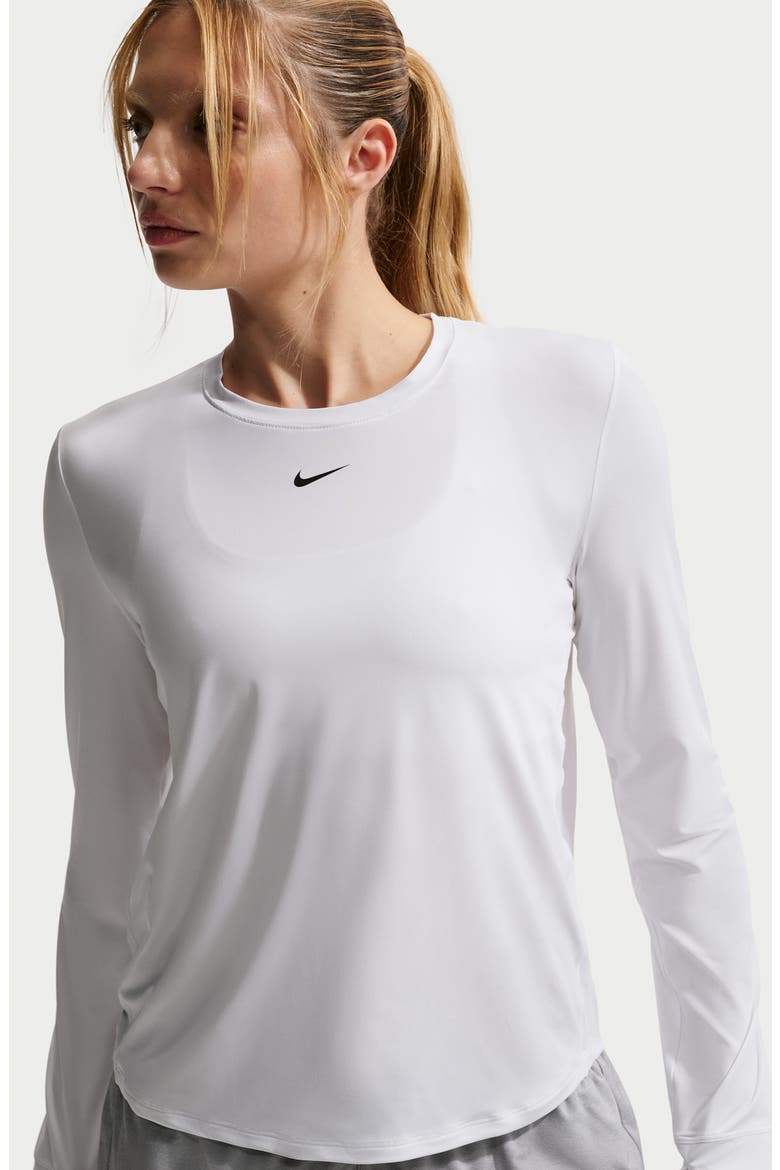 One Classic Dri-FIT Long Sleeve Training Top, Alternate, color, 102 WHITE/BLACK