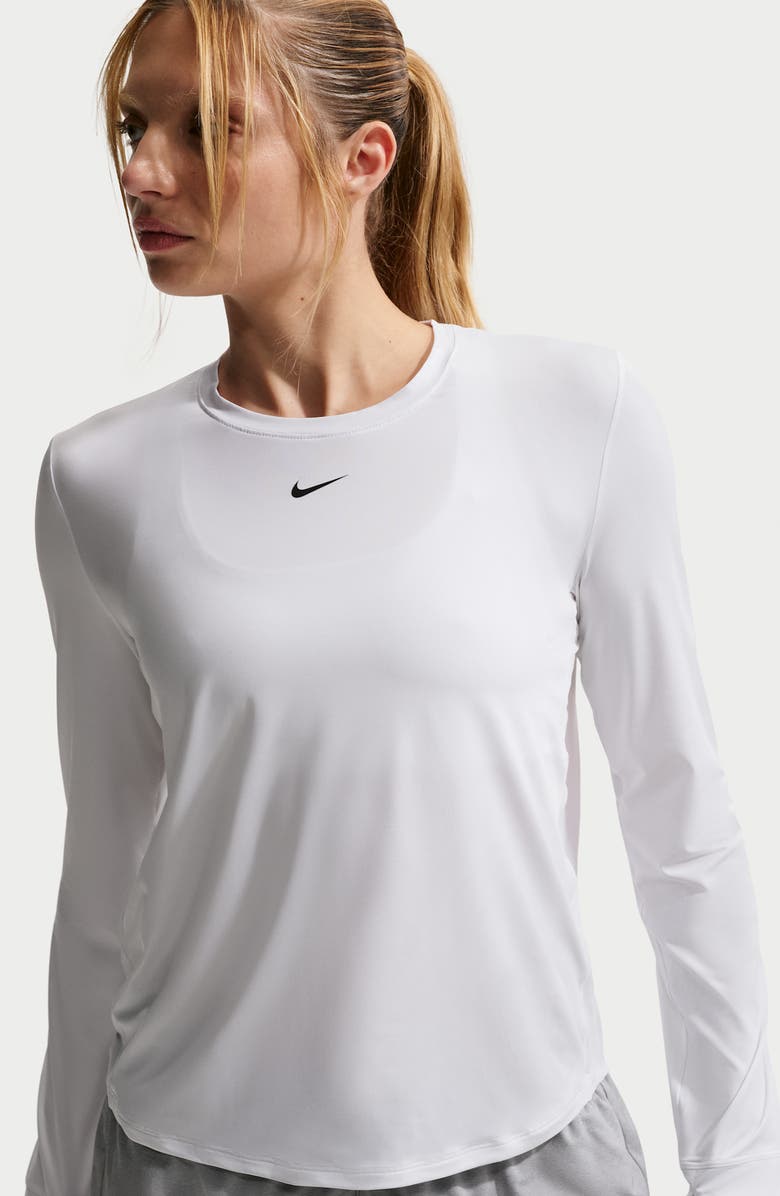 Nike One Classic Dri-FIT Long Sleeve Training Top, Alternate, color, 102 White/Black